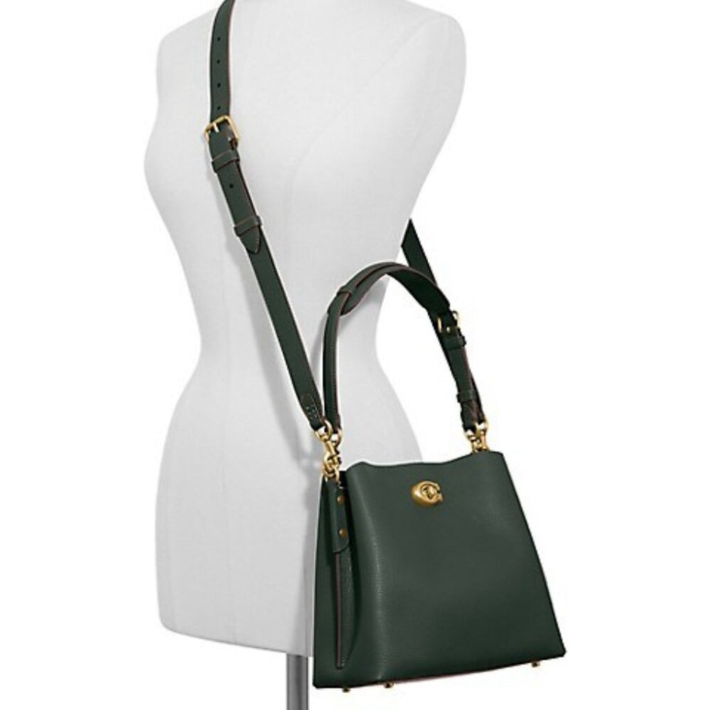 BNWT Coach Willow C2590 Brass/Amazon Green Multi Shoulder Bag In Colorblock - Picture 7 of 9
